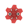 Front angle of red Pivix Golf Spikes