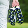 A man holding the slime green Pulsar soft spikes. 