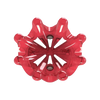 Bottom side view of red Pulsar golf spike on a white background
