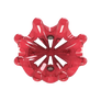 Bottom side view of red Pulsar golf spike on a white background