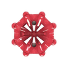 Bottom view of red Pulsar golf spike on a white backgr
