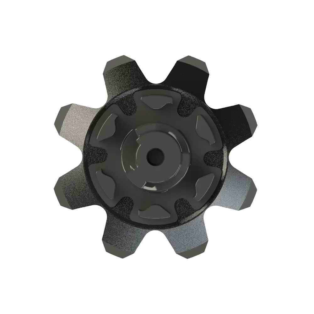 Bottom view of Black Widow golf traction spike.