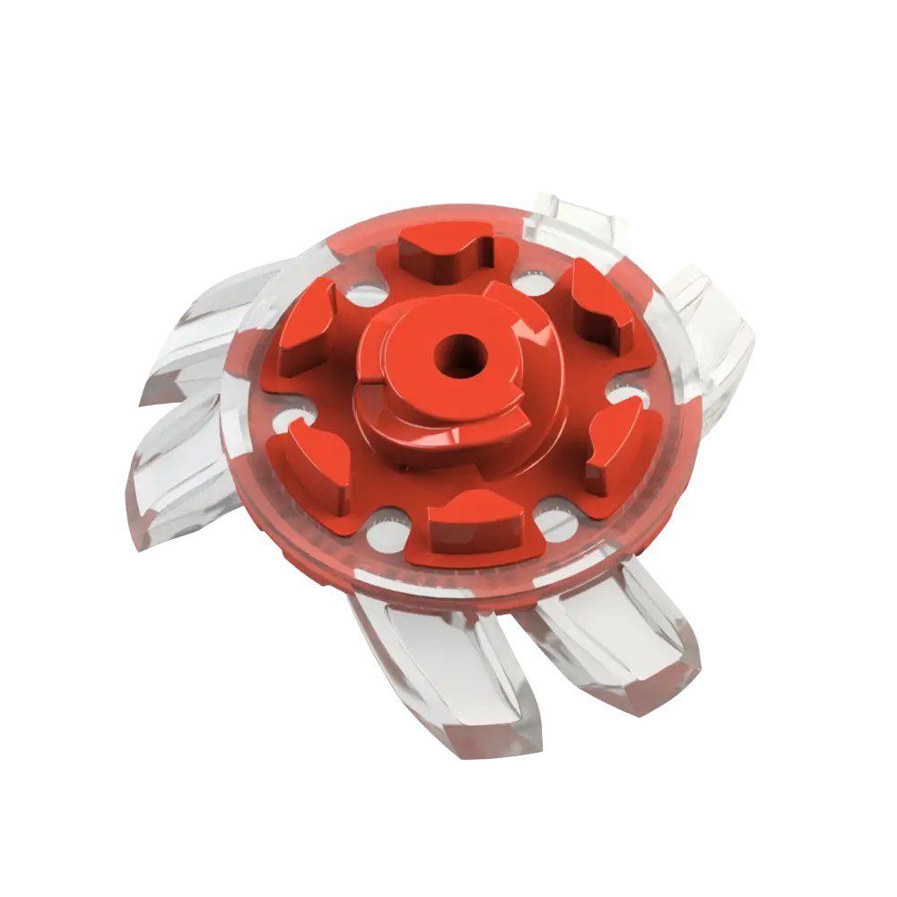 Bottom view of Softspikes® Silver Tornado (Fast Twist® 3.0) | Clear/Red