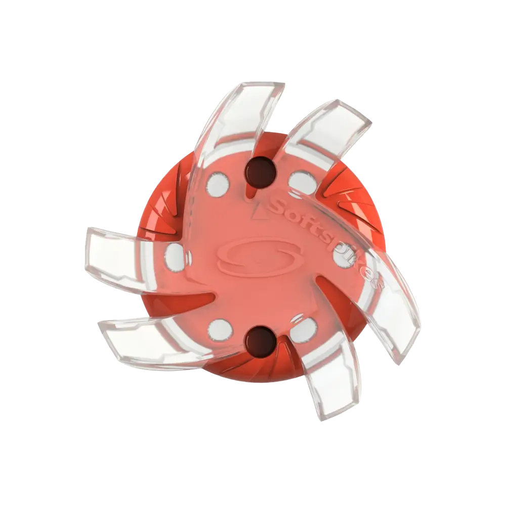 Top view of Softspikes® Silver Tornado (Fast Twist® 3.0) | Clear/Red