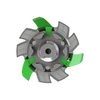 Top view of green and gray Tour Flex Pro golf spike traction device on a white background
