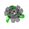 Top view of green and gray Tour Flex Pro golf spike traction device on a white background