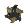 Gold and black spiked shoe cleat with 'Softspikes' branding on a white background