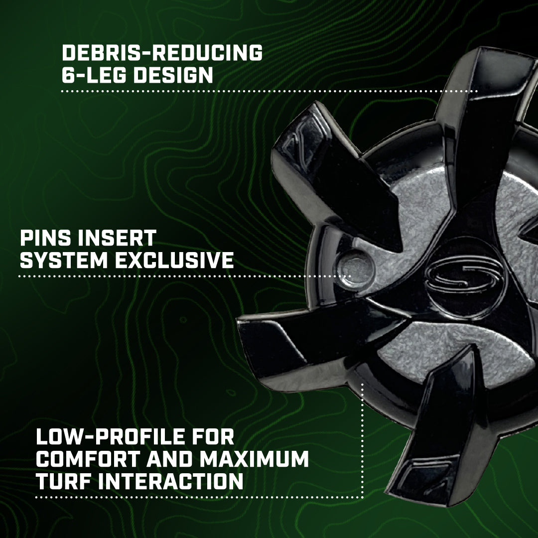 Stealth Golf Spikes feature overview. 