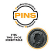 Graph showing the pins insert system fits inside shown shoe receptacle. 